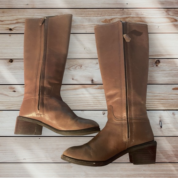 ** Tory Burch Brown Leather Knee High Riding Boots - Picture 3 of 9